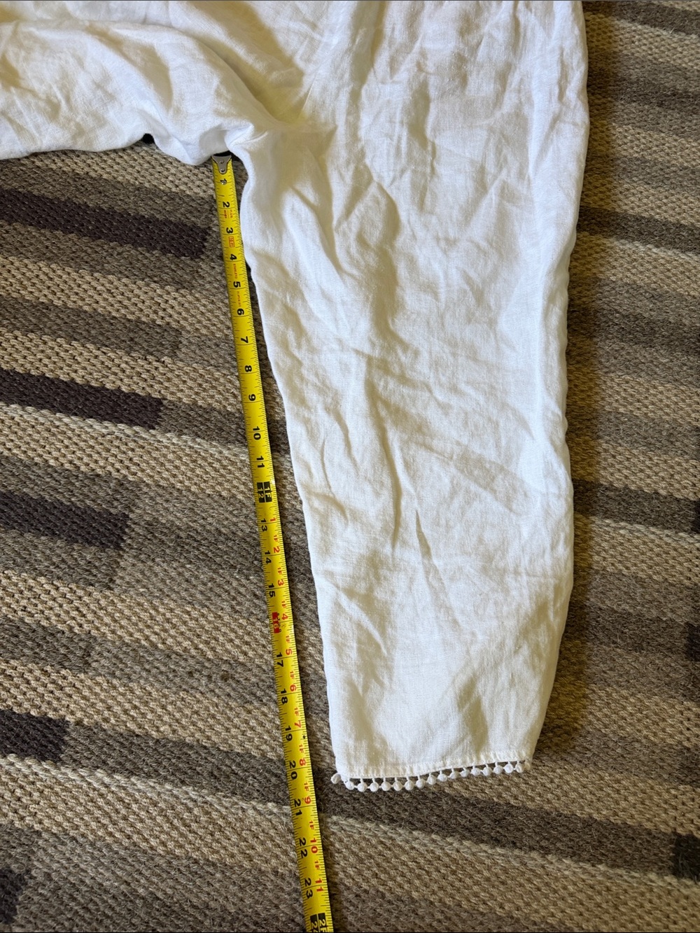 Talbots White Linen Drawstring Cropped Capri Pants - Picture 5 of 6